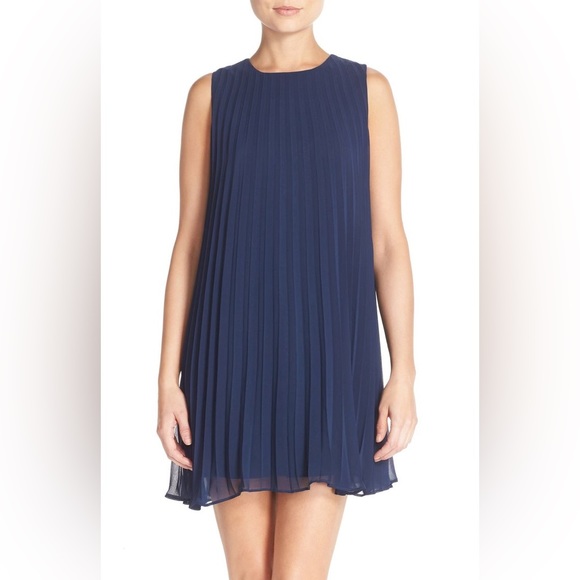 BB Dakota Dresses & Skirts - BB Dakota Navy Pleated Swing Dress